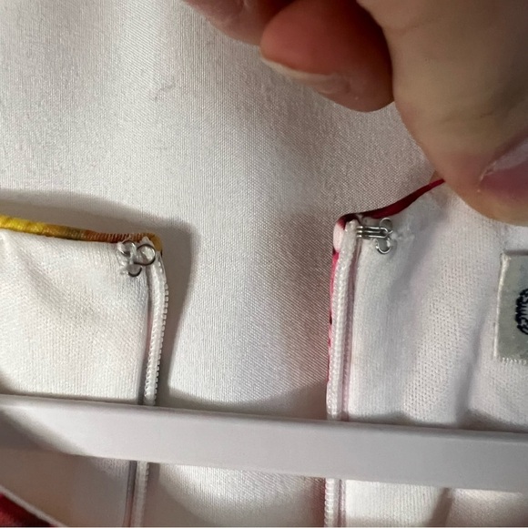 Calypso Women's White Floral Sheath Mini Dress Size XL Sleeveless spring zip up - Picture 9 of 9